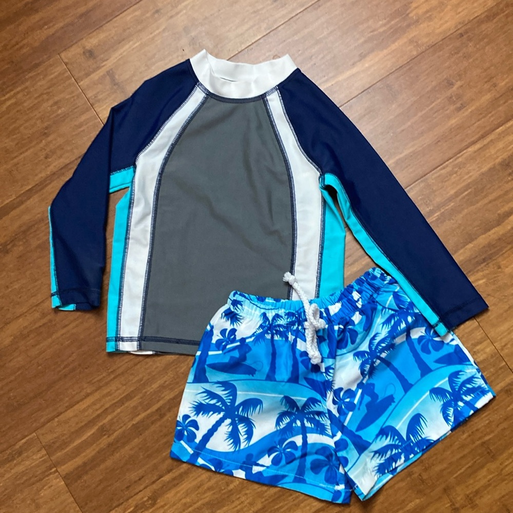 Long Sleeve Rash-guard & Swim Trunks 2T 3T